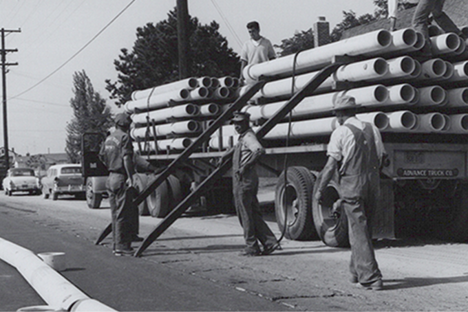 Historical timeline showcasing 100 years of California Water Service 1965