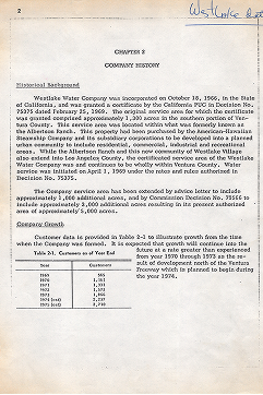 Historical timeline showcasing 100 years of California Water Service 1983