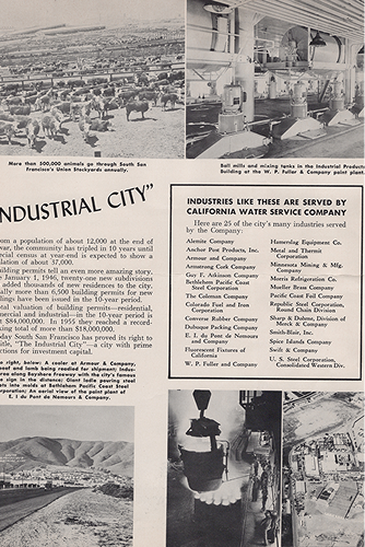 Historical timeline showcasing 100 years of California Water Service 1956